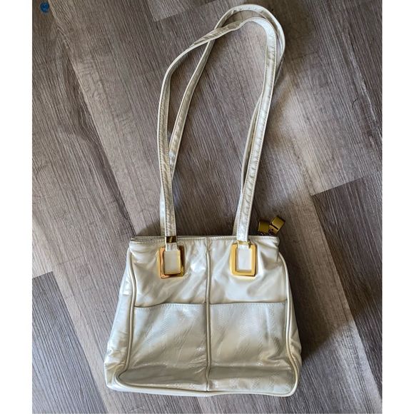 Dawli 100% Leather Cream Gold Hardware Snakeskin Shoulder Bag Purse - Picture 1 of 15